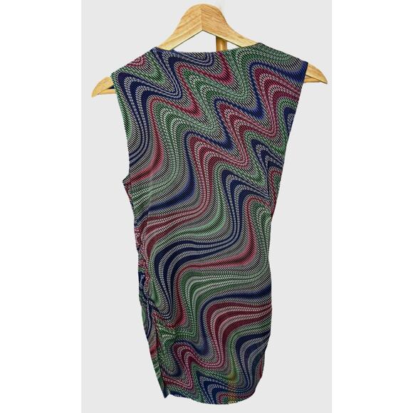 Opening Ceremony Multicolor Abstract Swirl Sleeveless Ruched Dress Size S - Picture 2 of 10